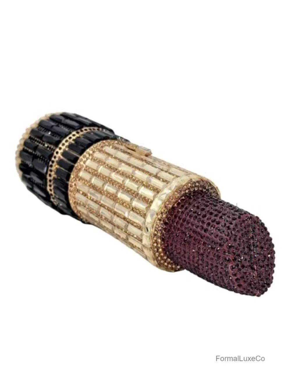 Crystal 3D Lipstick Shape Evening Clutch Purse With Chain Strap